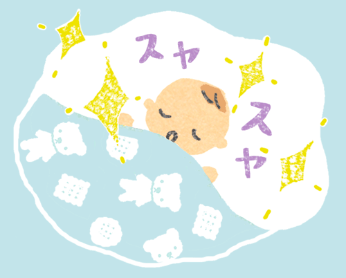 「赤ちゃんとママ」2019年6月号　眠っている赤ちゃんのイラスト