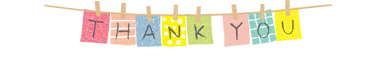 「THANK YOU」の文字が入ったガーランドイラスト