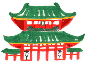 「詳細地図で歩きたい町」京都2018挿絵建築物のイラスト