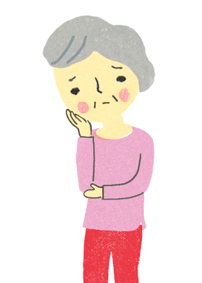 おばあさんが首をかしげて困っているイラスト