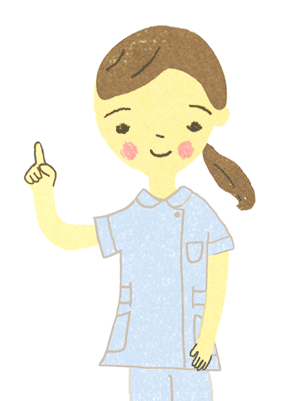女性看護師が指差しで説明しているイラスト