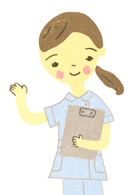 女性看護師が案内しているイラスト