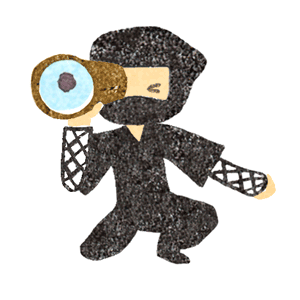 望遠鏡をのぞく忍者のイラスト