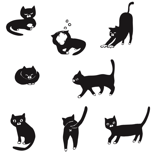 御朱印さんぽ 関西の寺社2018/12/15 鼻周りと足先が白い黒猫のイラスト