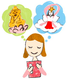 御朱印さんぽ 関東の寺社2017/12/15 神社の御朱印帳を持った女性のイラスト