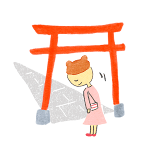 御朱印さんぽ 神奈川 埼玉 東京の寺社2019/12/15神社の鳥居をくぐるイラスト
