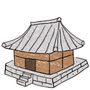 御朱印さんぽ 神奈川 埼玉 東京の寺社2019/12/15お寺の建築 寄棟造のイラスト