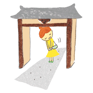御朱印さんぽ 神奈川 埼玉 東京の寺社2019/12/15お寺の門をくぐるイラスト