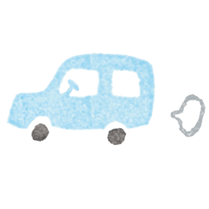 御朱印さんぽ 九州の寺社2021/12/15 走っている青い車のイラスト