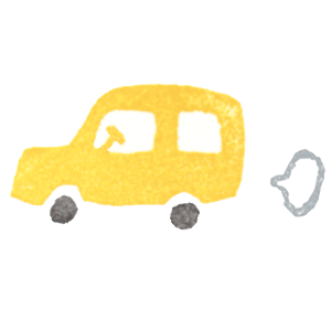 御朱印さんぽ 九州の寺社2021/12/15 走っている黄色い車のイラスト