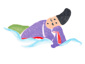 「詳細地図で歩きたい町」京都2017挿絵昼寝をする平安貴族のイラスト