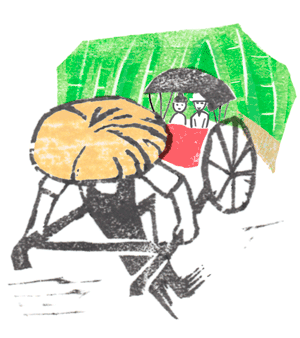 「詳細地図で歩きたい町」京都2019挿絵竹林と人力車のイラスト
