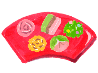 「詳細地図で歩きたい町」京都2018挿絵上生菓子のイラスト