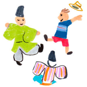 「詳細地図で歩きたい町」京都2017挿絵蹴鞠をする人のイラスト