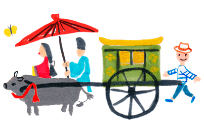 「詳細地図で歩きたい町」京都2017挿絵牛車のイラスト