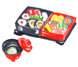 「詳細地図で歩きたい町」京都2018挿絵料亭の仕出し弁当イラスト