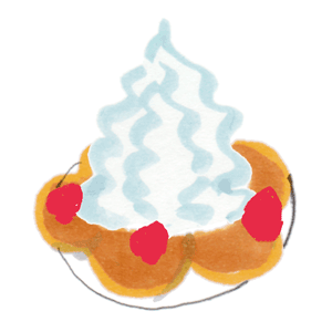 「詳細地図で歩きたい町」東京2016挿絵ホイップクリーム付きパンケーキのイラスト