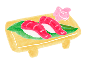 「詳細地図で歩きたい町」東京2017挿絵まぐろの寿司イラスト