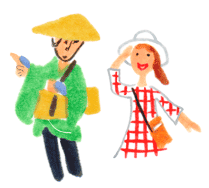 「詳細地図で歩きたい町」東京2017挿絵江戸時代の旅人イラスト