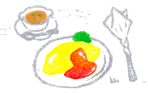 「詳細地図で歩きたい町」東京2019挿絵洋食イラスト