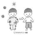 ウイルス感染を予防するため家に帰ったら着替えをする男の子のイラスト