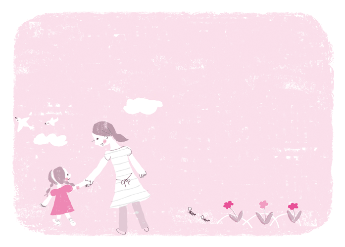 「PHP のびのび子育て」2012年7月号手をつないで散歩する女の子とお母さん