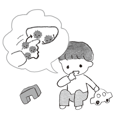 kodomoe2019年12月号 手指から口へ感染するイメージイラスト
