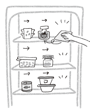 kodomoe2020年12月号 キッチン・冷蔵庫内掃除のイラスト