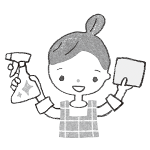 kodomoe2020年12月号 お掃除用具を持つ女性のイラスト