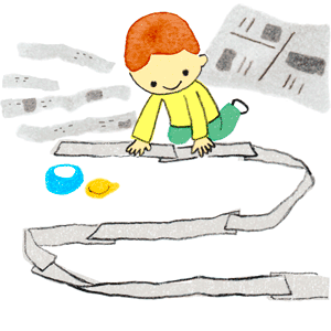 kodomoe2020年2月号 紙遊びのイラスト