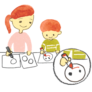 kodomoe2020年2月号 お絵描き遊びのイラスト
