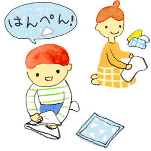 kodomoe2020年2月号 洗濯物をたたむお手伝いをするイラスト