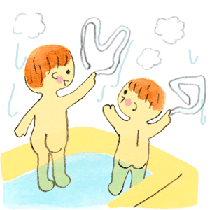 kodomoe2020年2月号 お風呂遊びのイラスト