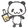 【フリー素材ずーあん】パンダがタピオカミルクティーを飲んでいるイラスト