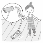 kodomoe2020年12月号 リビング床掃除のイラスト